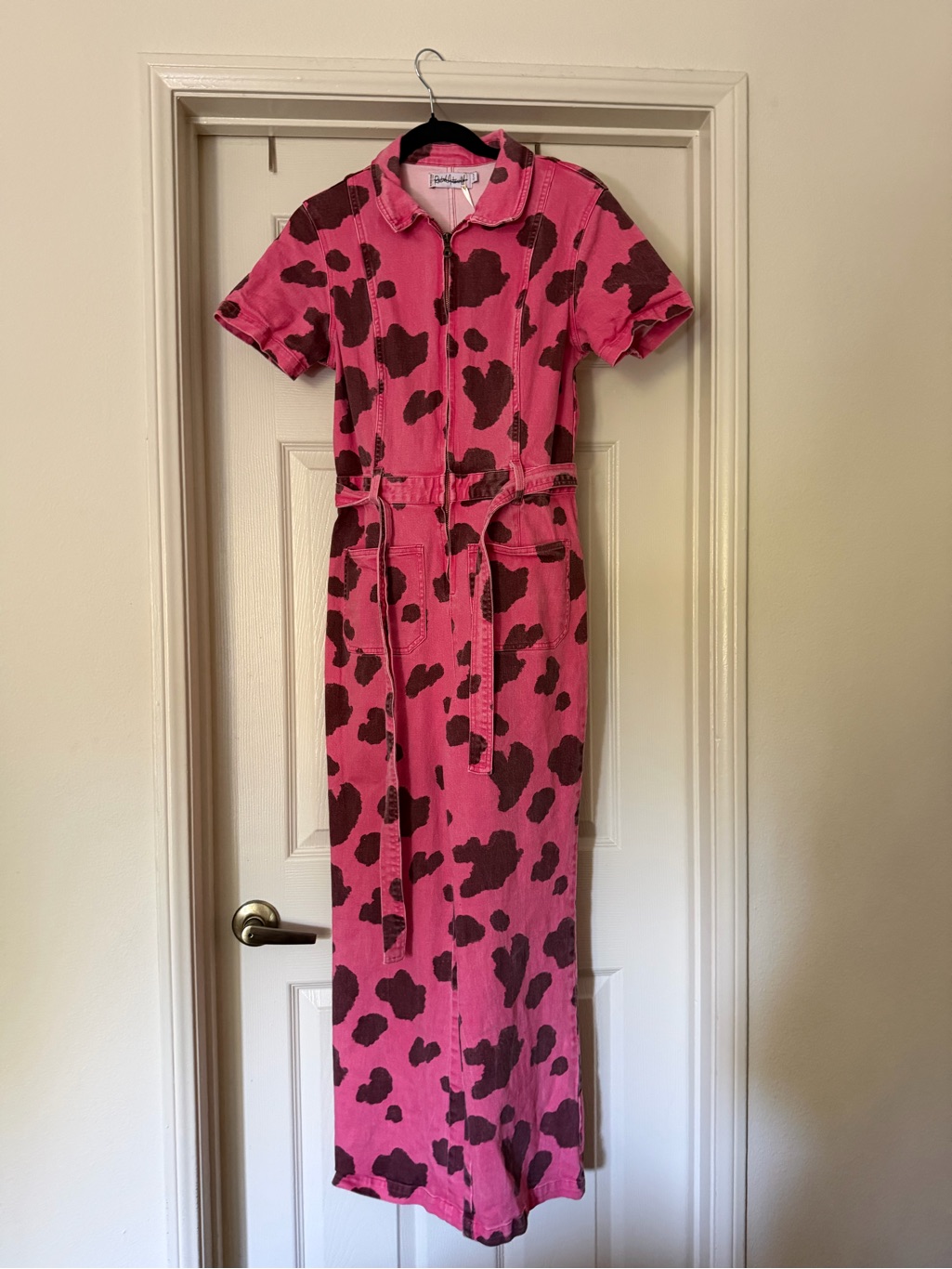 Rachel Antonoff Pink And Brown Cow-Print Jumpsuit